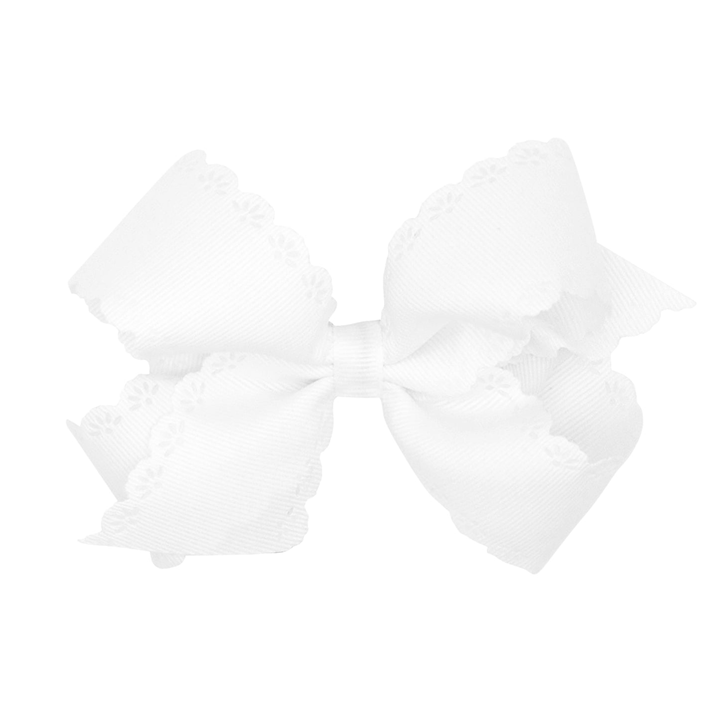 Medium Grosgrain Bow with Eyelet Flower-Embossed Edges (More Colors)