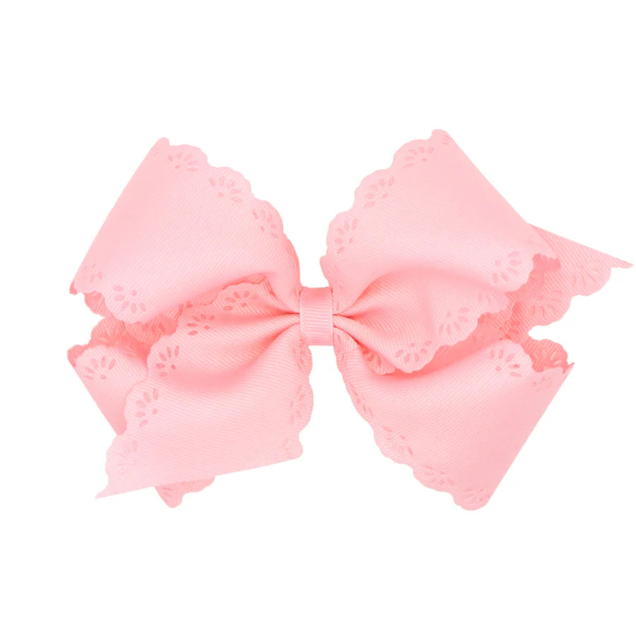 Small King Grosgrain Bow with Eyelet Flower Embossed Edges (More Colors)