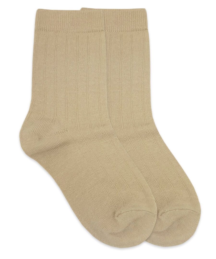 School Uniform Rib Crew Socks 1 Pair- Khaki