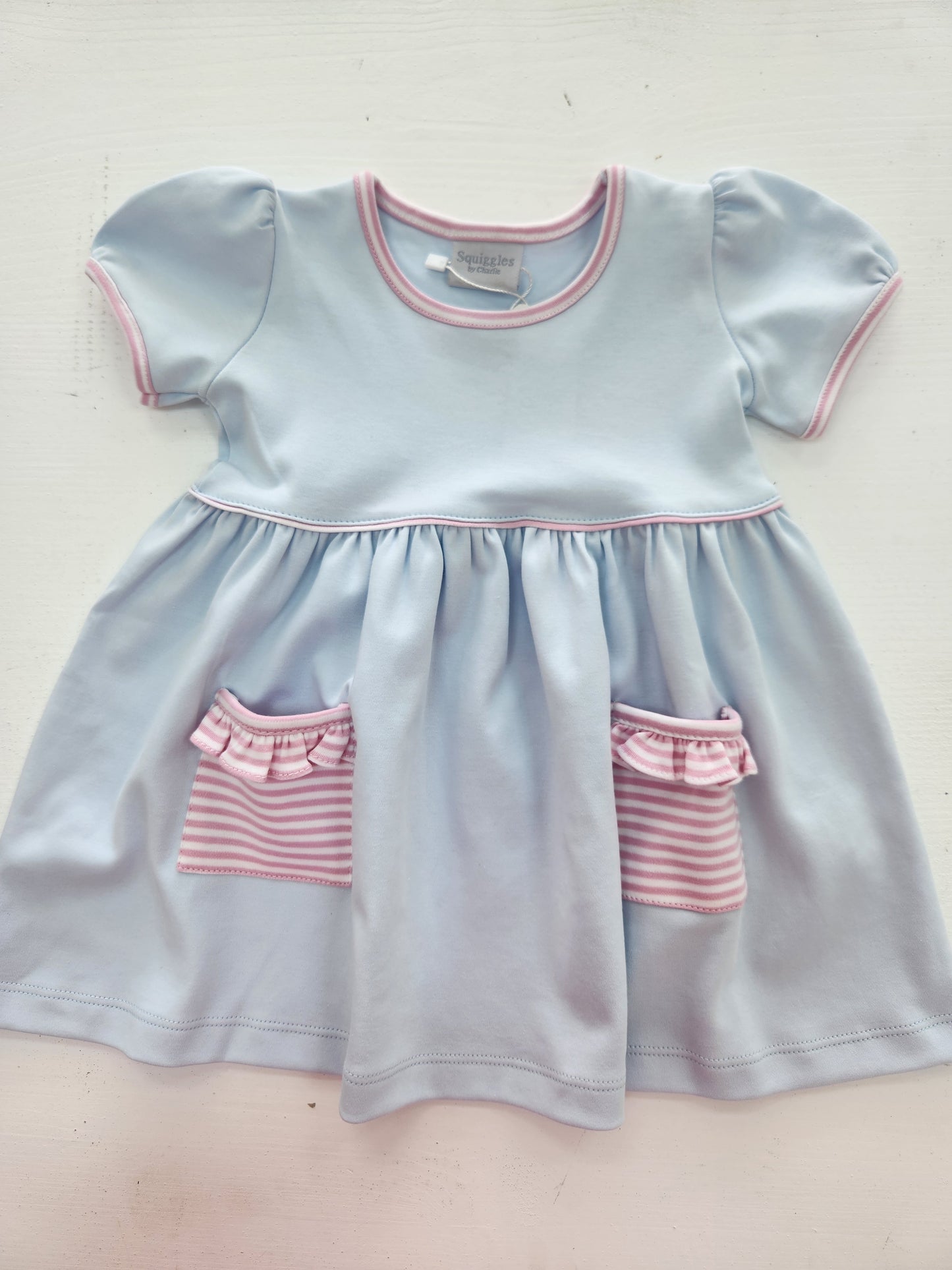 Light Blue with Pink Stripe Popover Dress