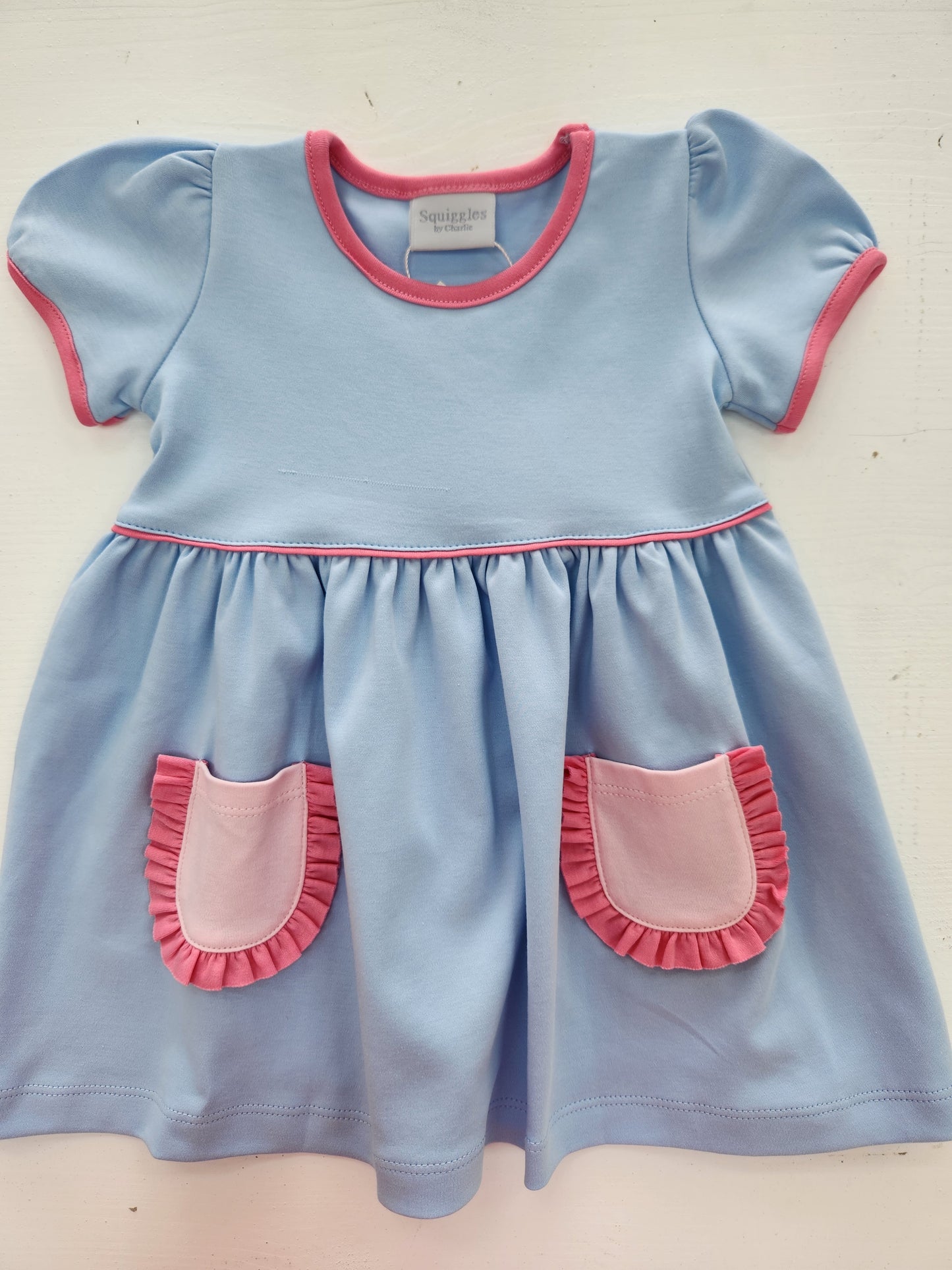 Blue with Bubblegum Pink Popover Dress