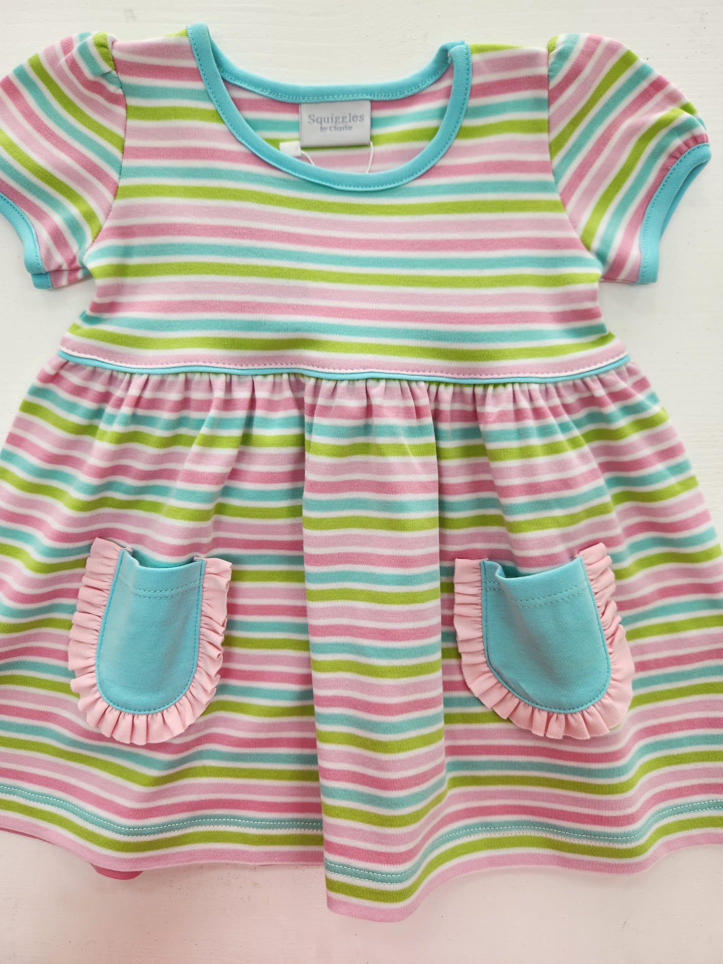 Aqua Stripe Popover Dress