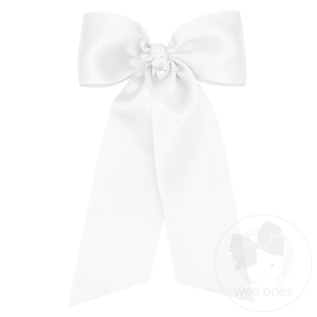 King French Satin Bowtie w/ Streamers- White