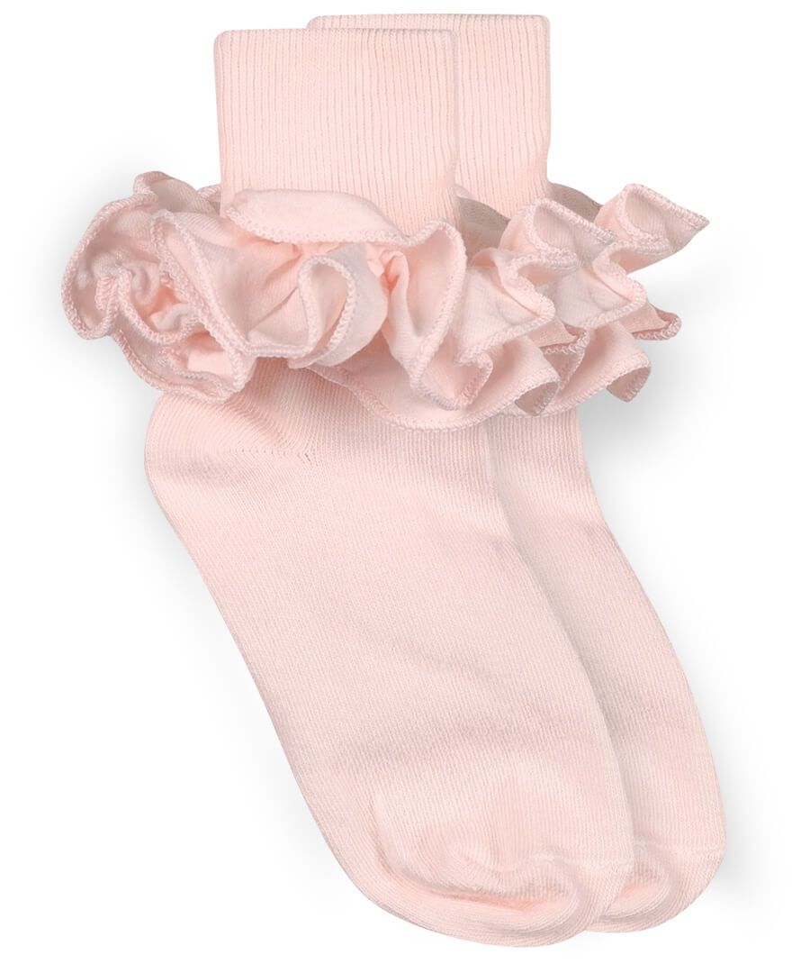 Misty Ruffle Lace Turn Cuff Socks 1 Pair- Pastel Pink