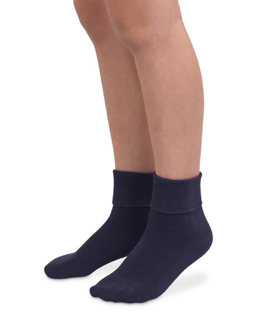 Smooth Toe Turn Cuff Socks 1 Pair- Navy