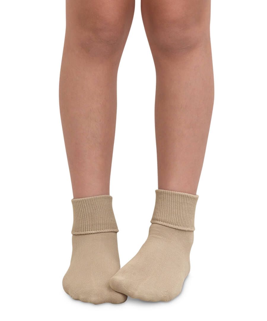 Smooth Toe Turn Cuff Socks 1 Pair- Stone