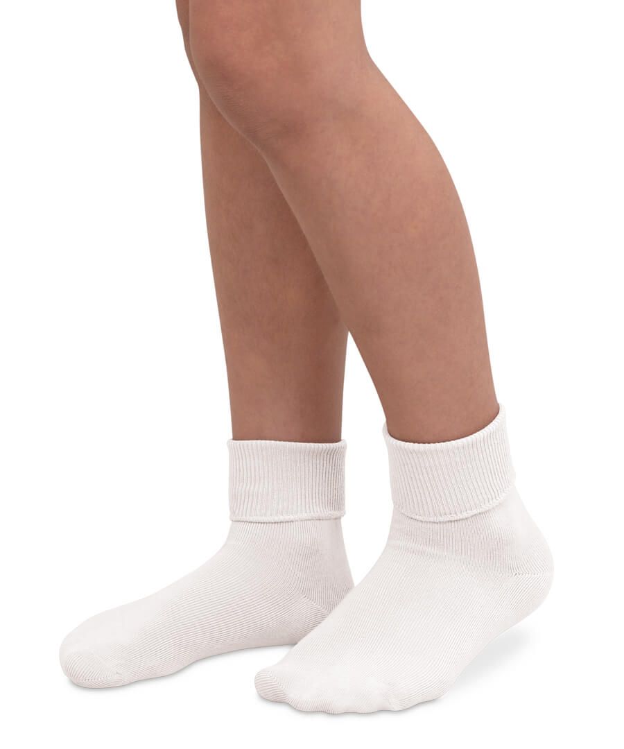 Smooth Toe Turn Cuff Socks 1 Pair- White