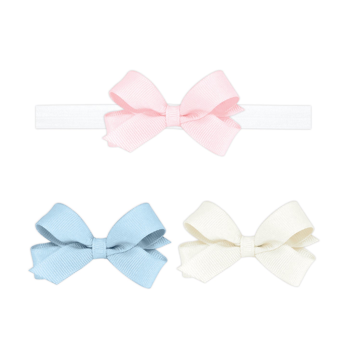 Gift Pack- Three Tiny Grosgrain Hair Bows and One Add-A-Bow Band