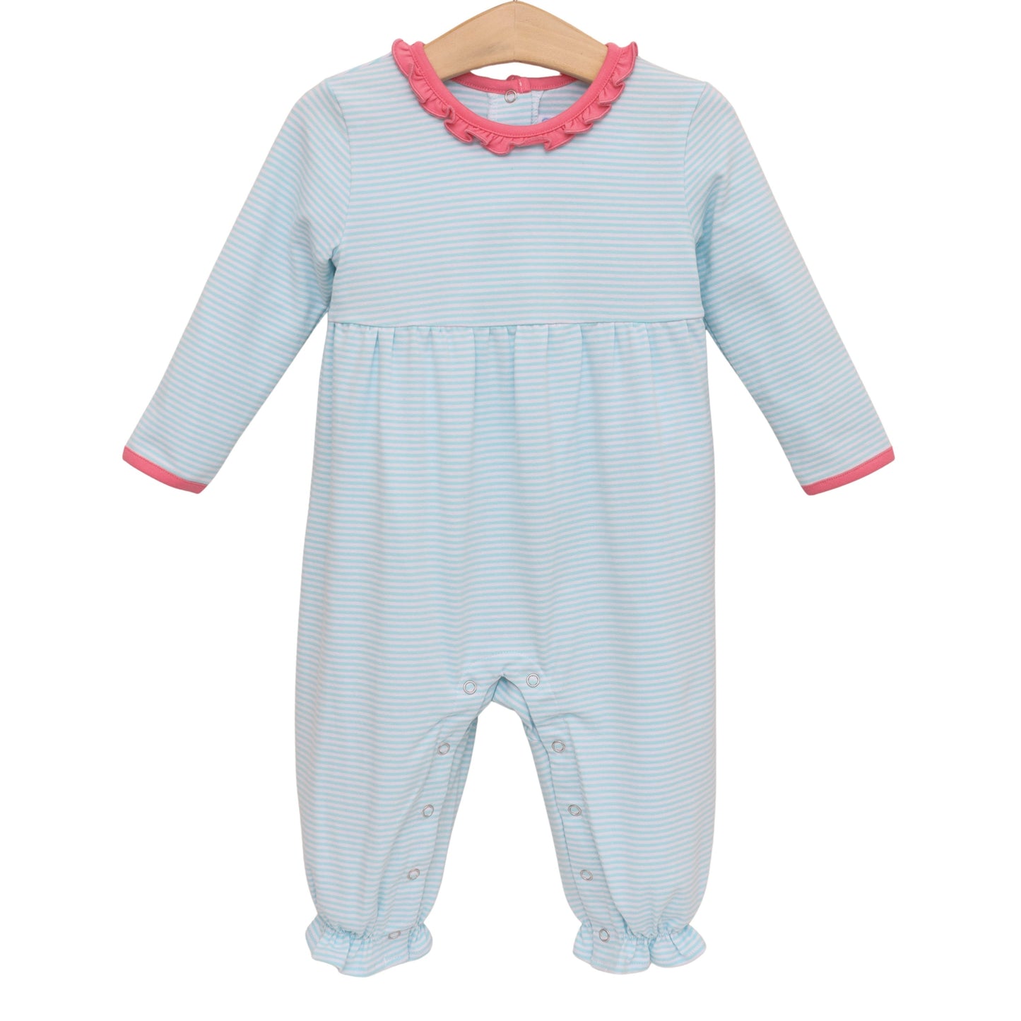 Annie Romper- Mint Stripe/Pink