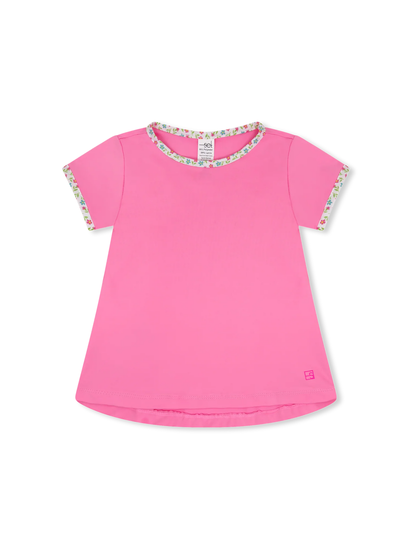 Bridget Basic Tee - Flamingo Pink/ Petal Pop Floral
