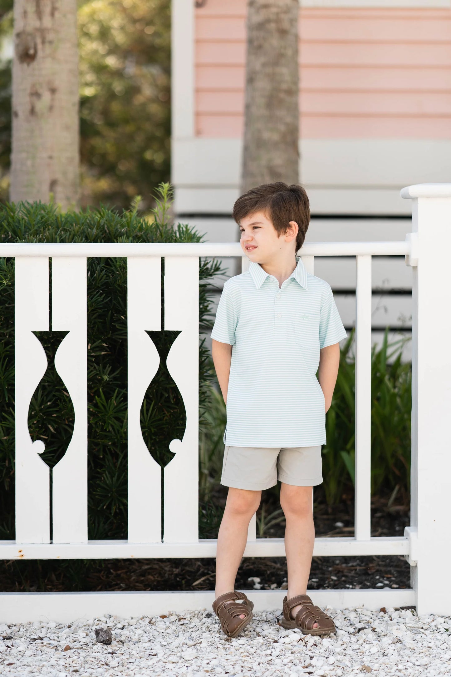 Inshore Performance Polo- Ocean Wave Stripe
