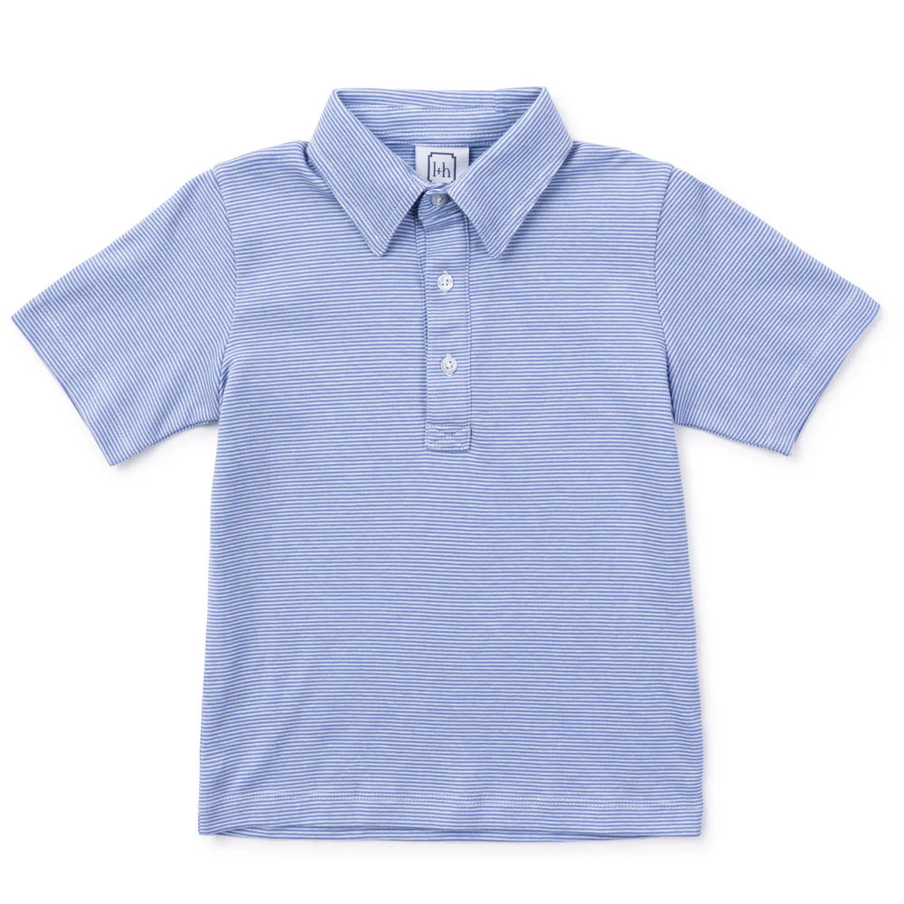 Griffin Pima Cotton Golf Polo- Blue Stripes