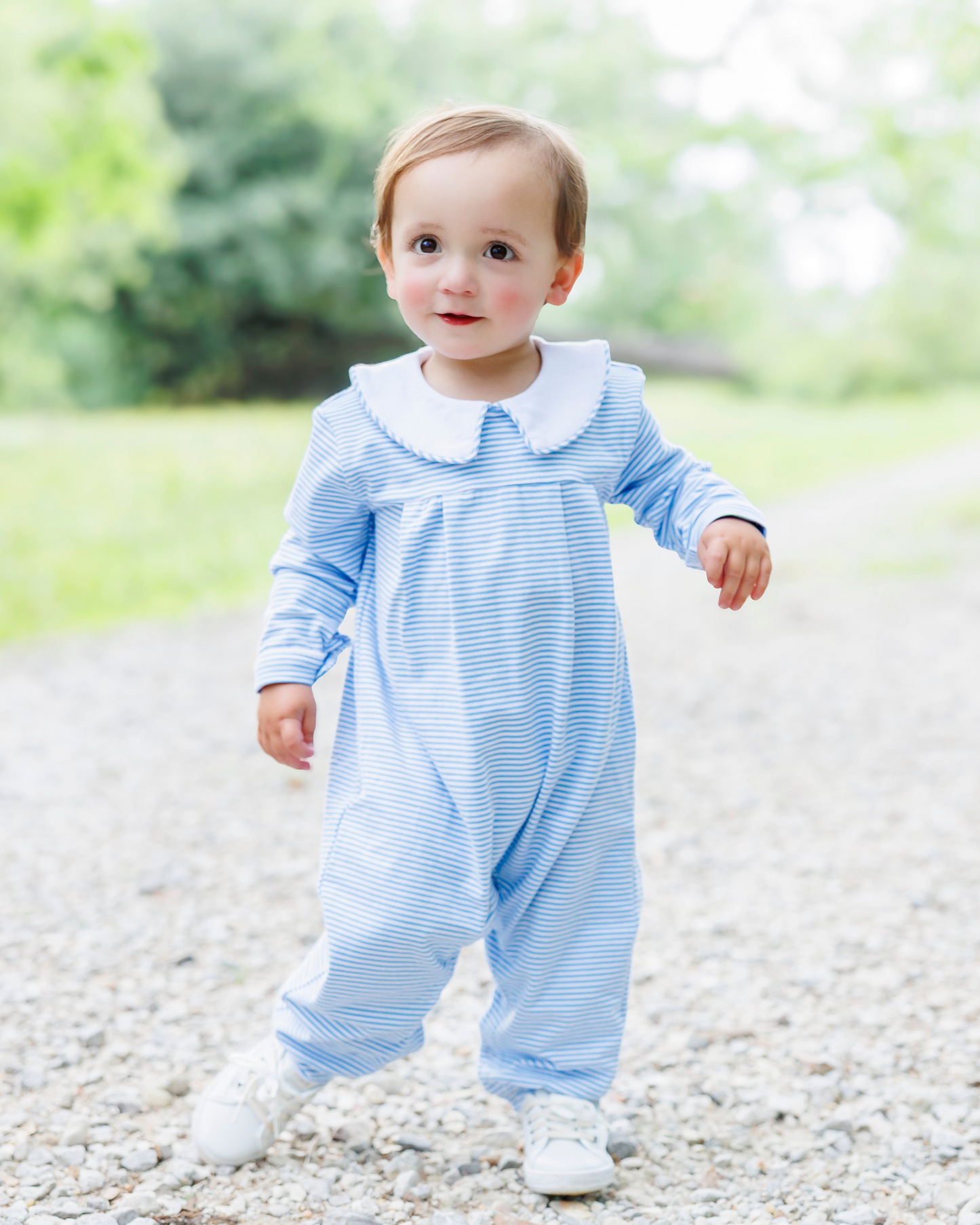 PRE-ORDER Henry Romper- Cornflower Stripe