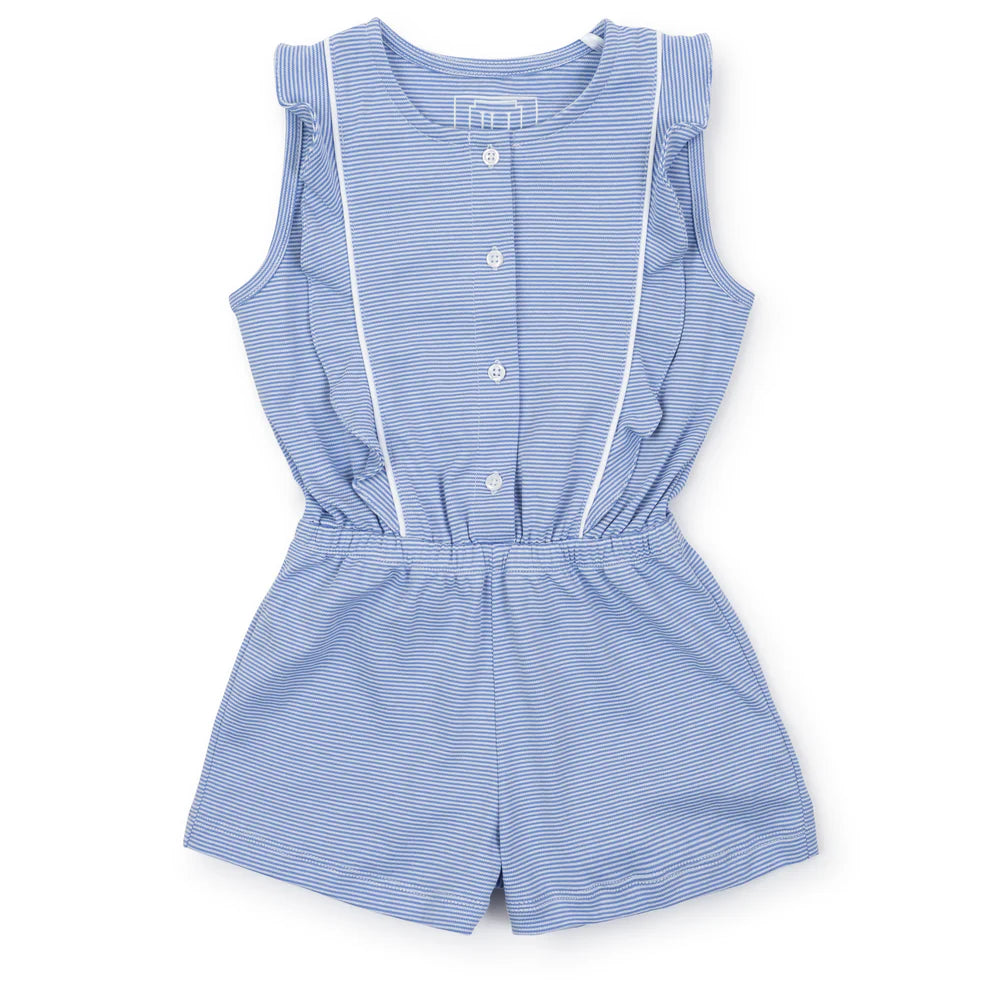 Lola Pima Cotton Romper- Blue & White Stripes