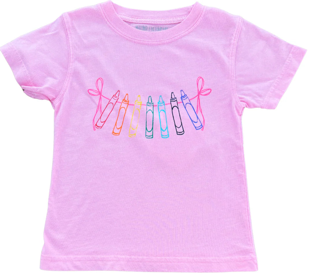 SS Pink Crayons with Bows T-Shirt