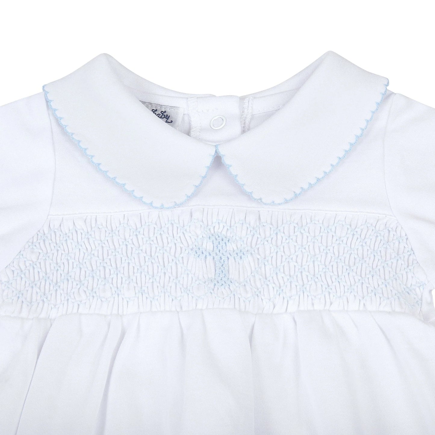 Blessed Smocked Long Sleeve Gown- Blue