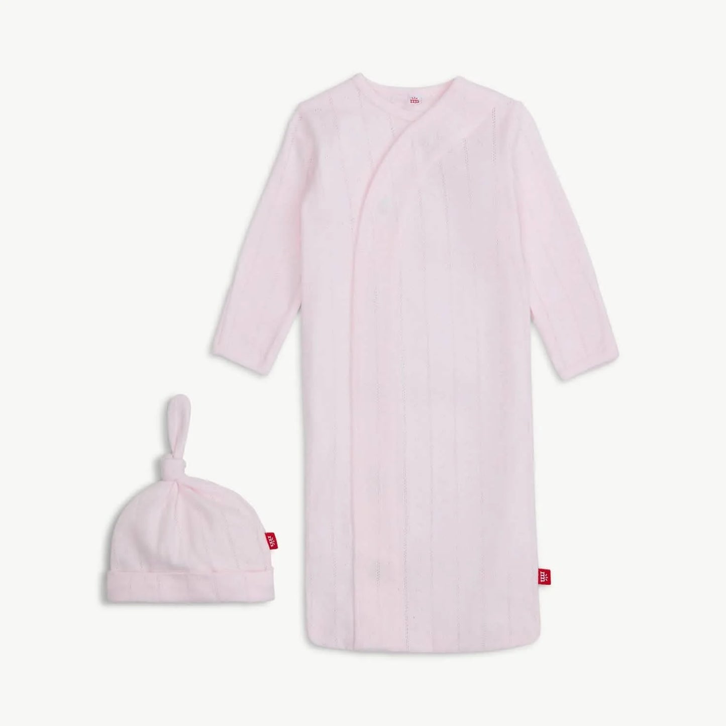 Pink Pointelle Gown & Hat Set