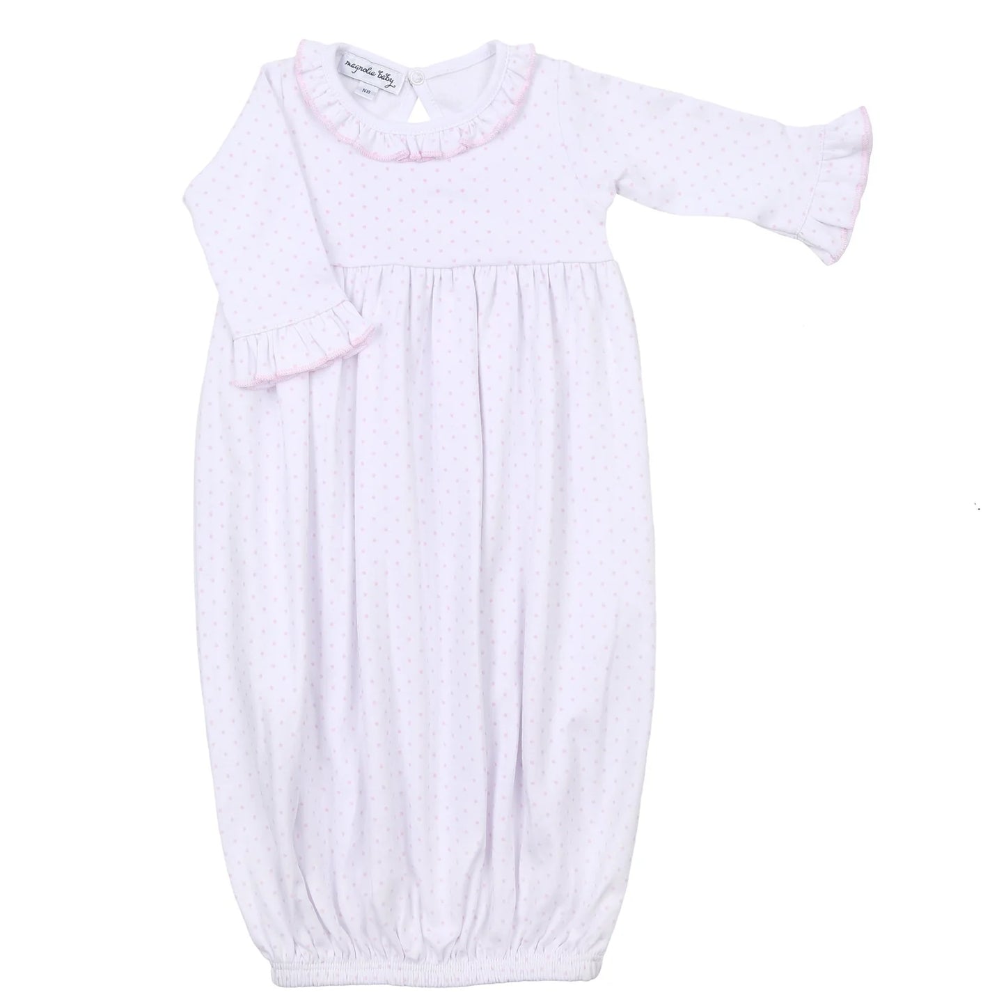 Mini Dots Ruffle Gown- Pink