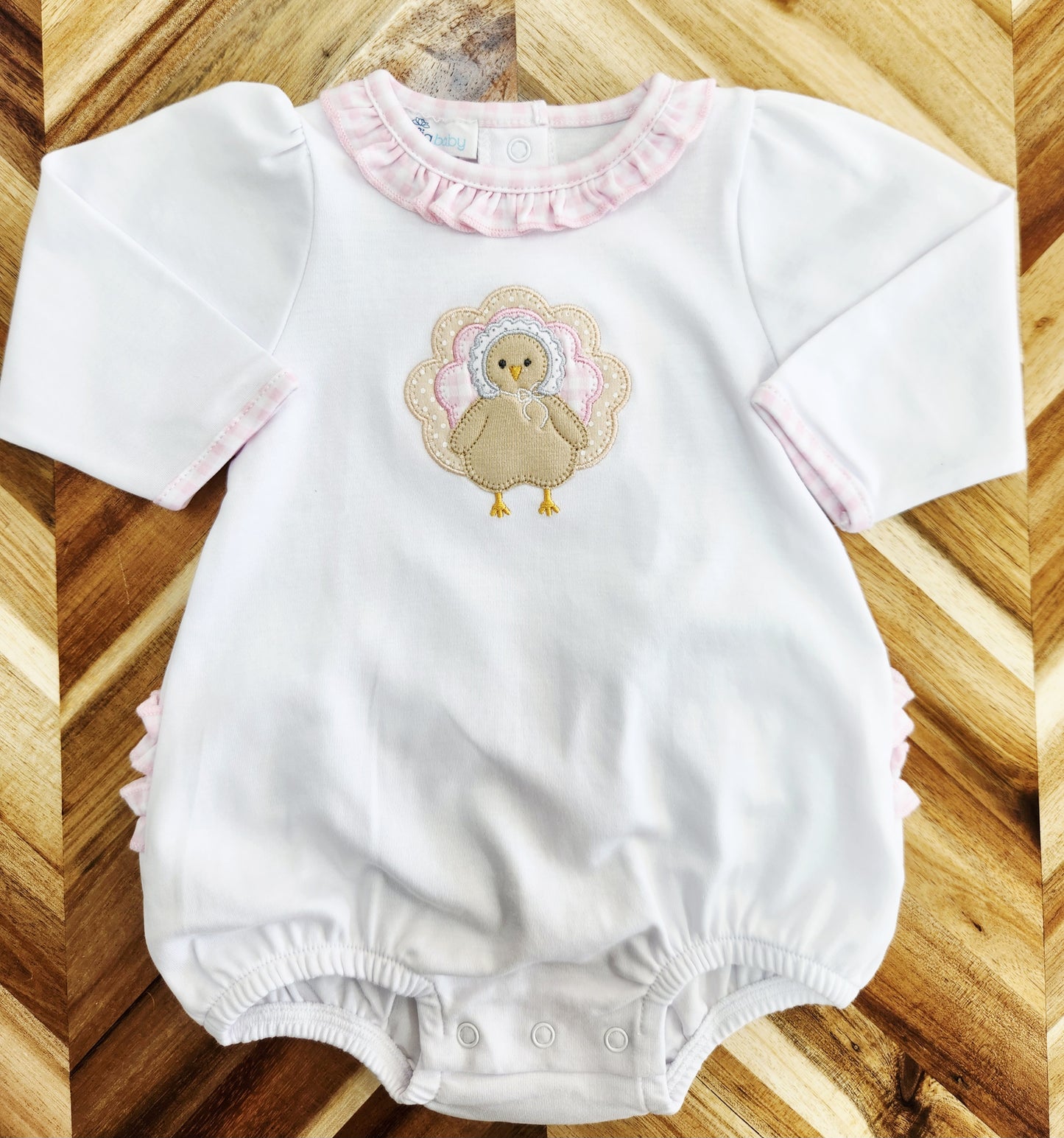 Pilgrim Pals Applique Ruffle LS Bubble