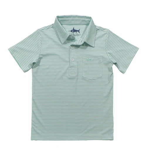 Inshore Performance Polo- Ocean Wave Stripe