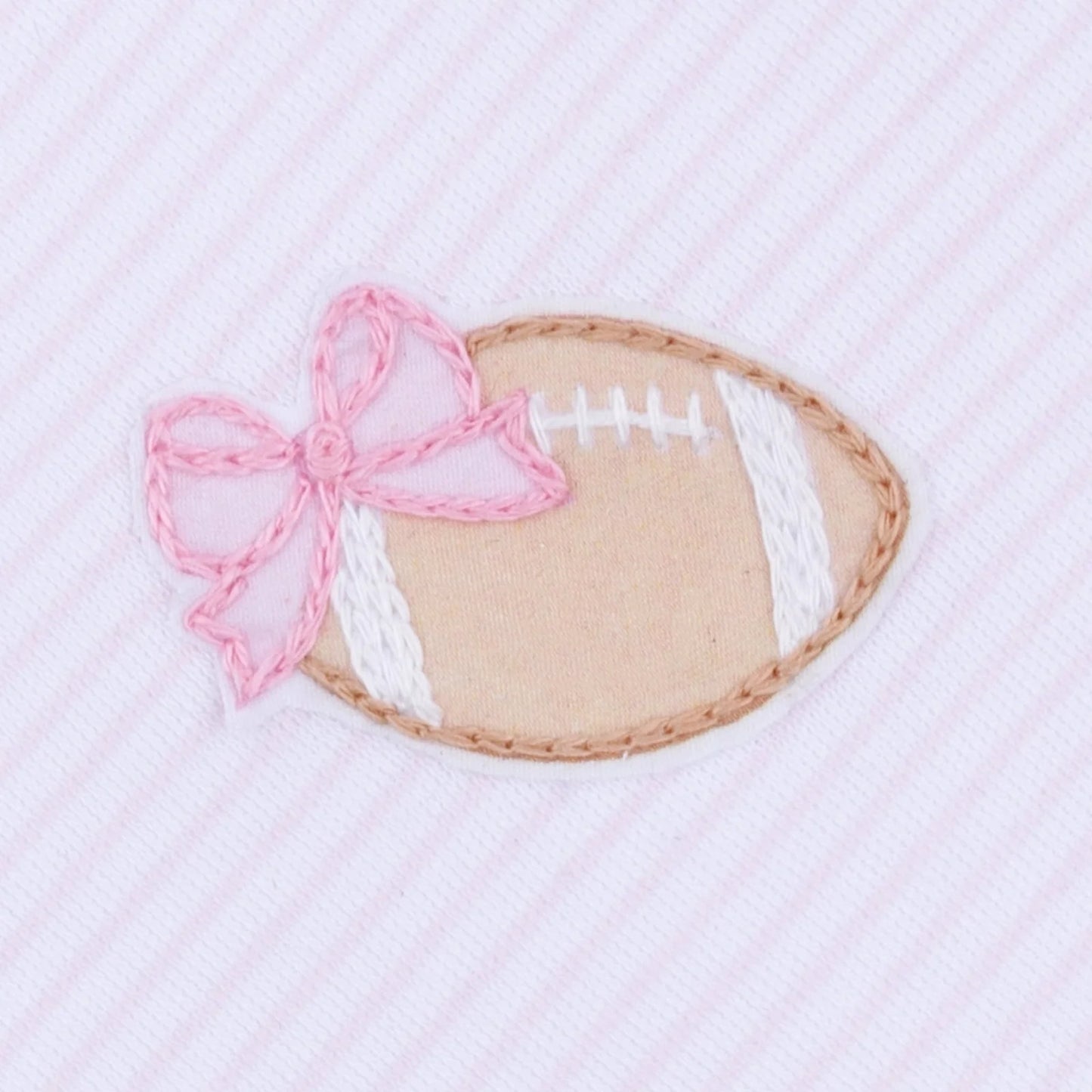 Touchdown Cutie Embroidered Ruffle Footie- Pink