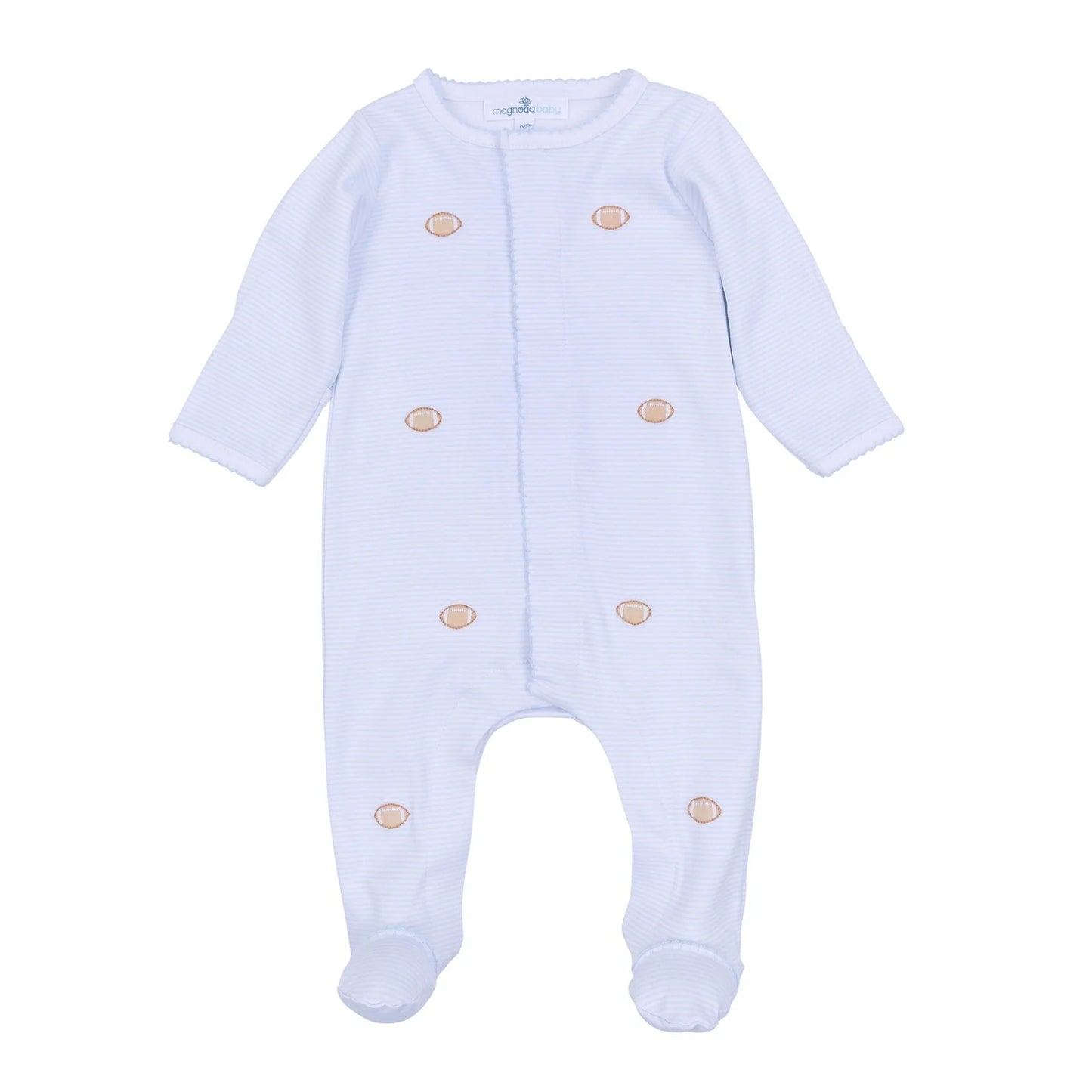 Touchdown Cutie Embroidered Footie- Light Blue