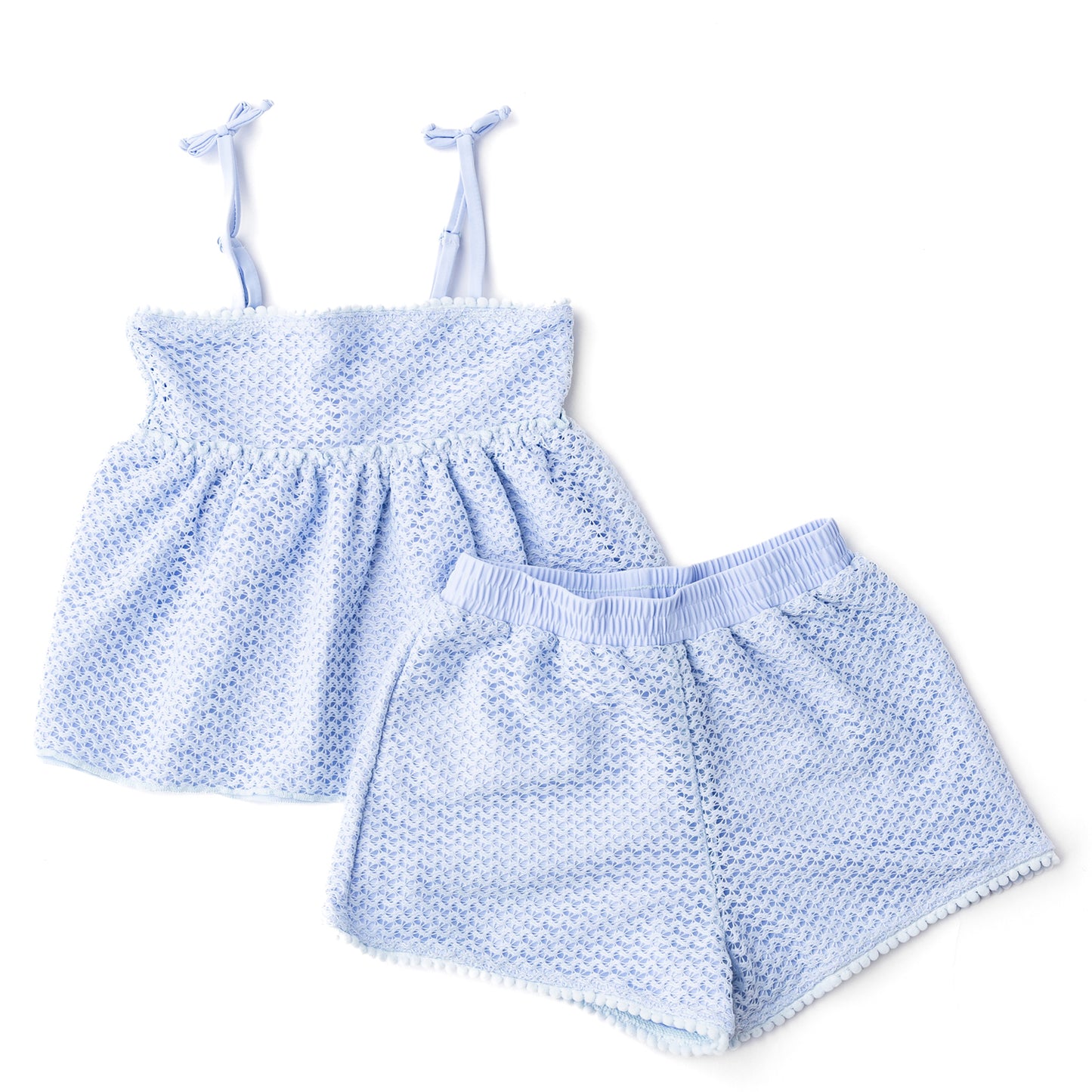 Light Blue Crochet Peplum Short Set