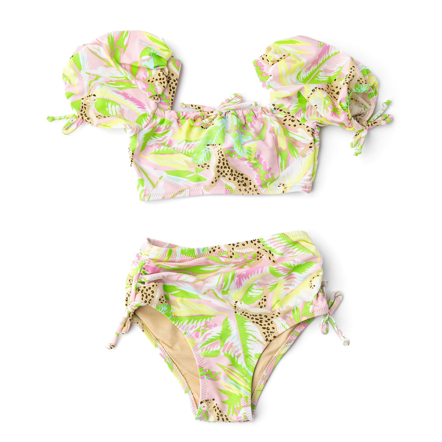 Palm Beach Leopard Two-Piece High Waist Cinched Swimsuit