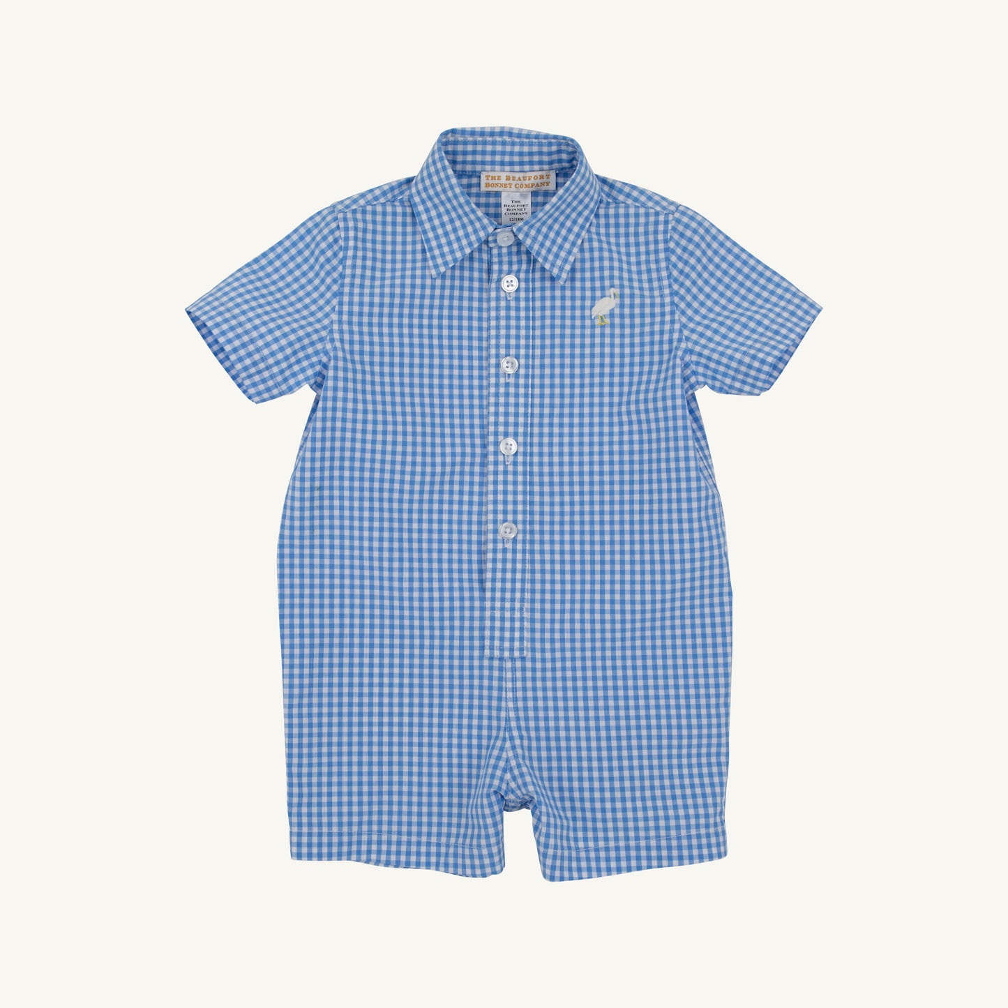 Sir Proper's Romper- Woven Yarn- Sunrise Blvd Blue Mini Gingham
