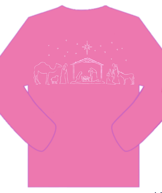 LS Pink/Light Pink Nativity T-Shirt