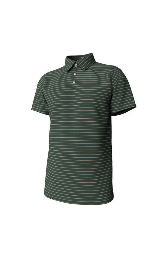 Horizon Stripe Performance Polo- Duck Green/Sandstone