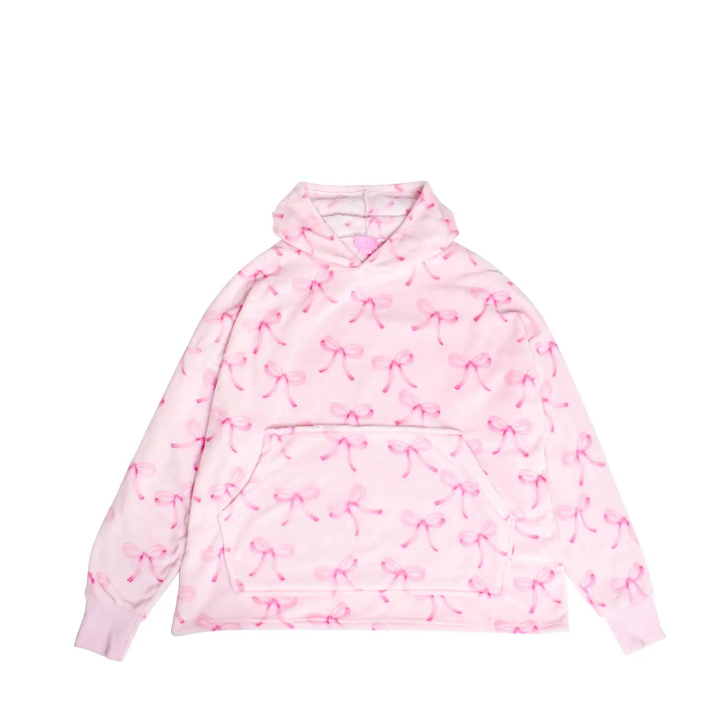 Fleece Blanket Hoodie- Pink Bow