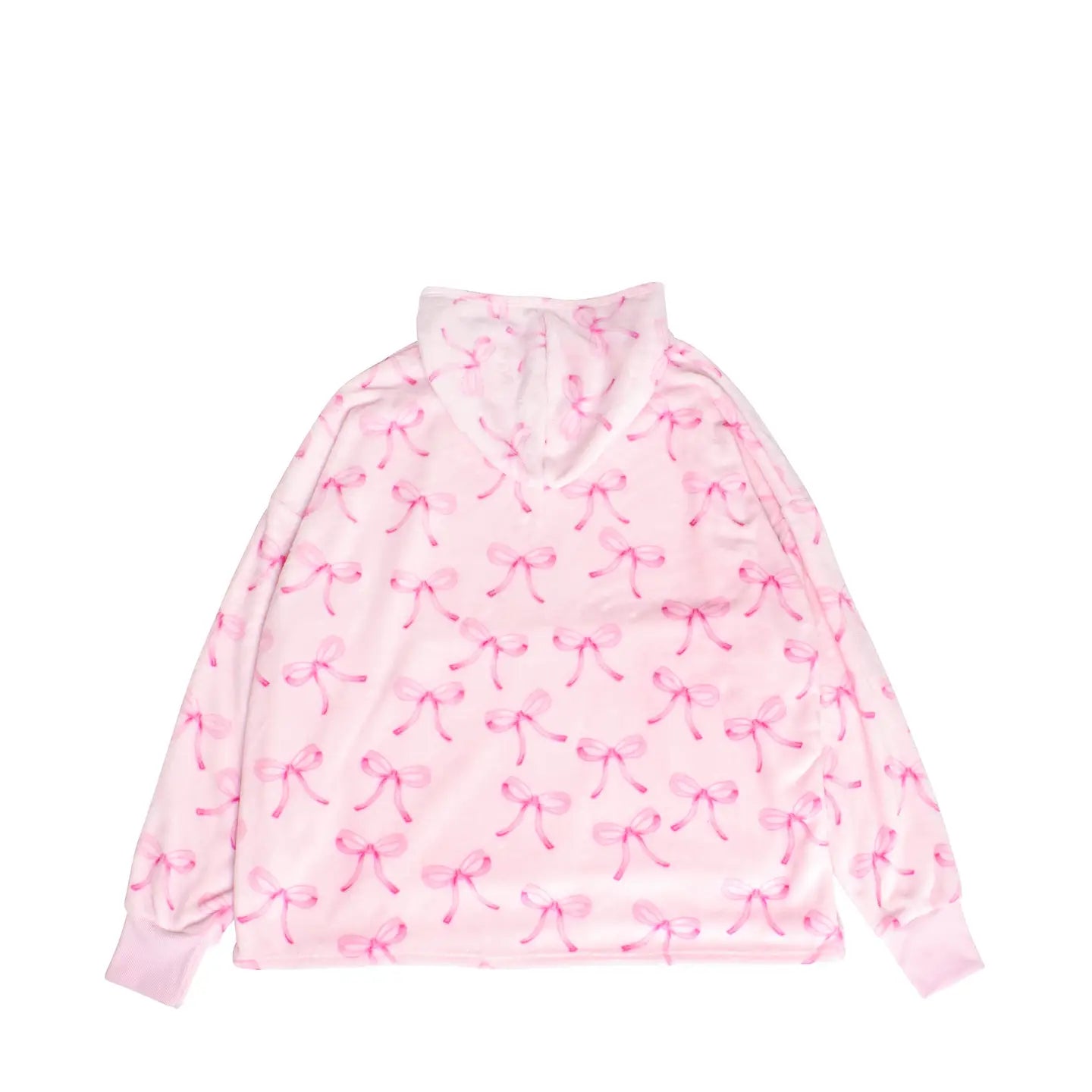 Fleece Blanket Hoodie- Pink Bow
