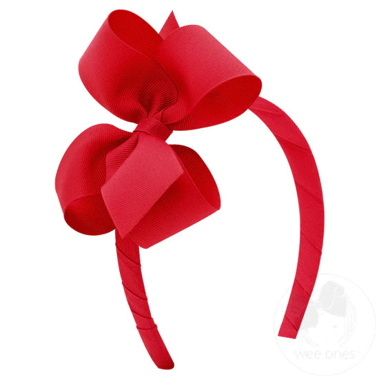 Medium Classic Grosgrain Girls Hair Bow on Headband (More Colors)