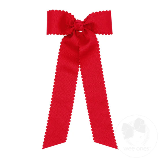 Medium Grosgrain Bowtie w/ Scalloped Edge/Streamer (More Colors)