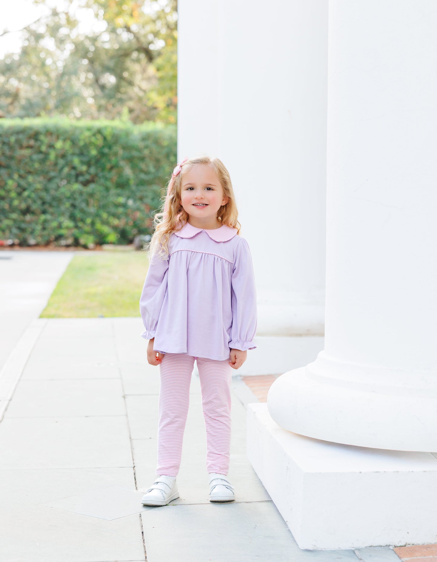 Abigail Pant Set- Lavender/Light Pink Stripe