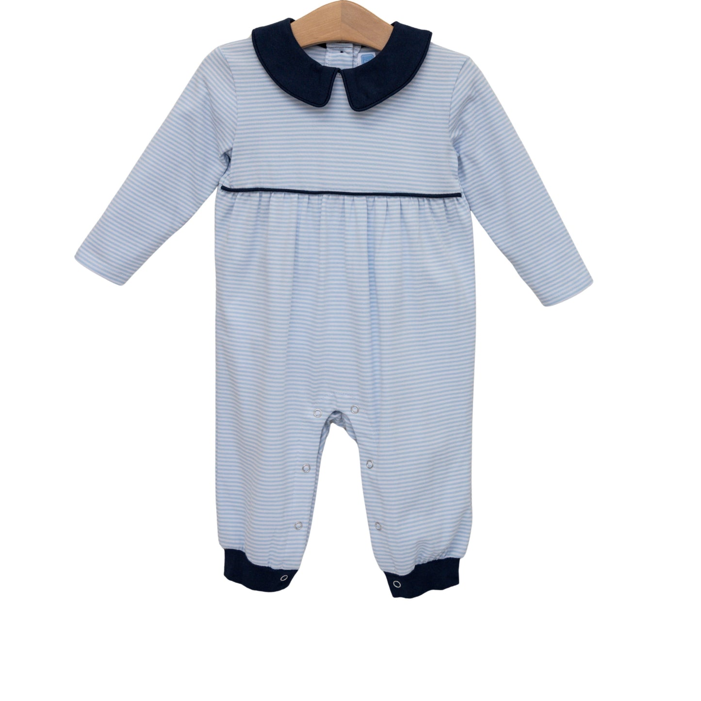 Gabriel Romper- Light Blue Stripe/Navy