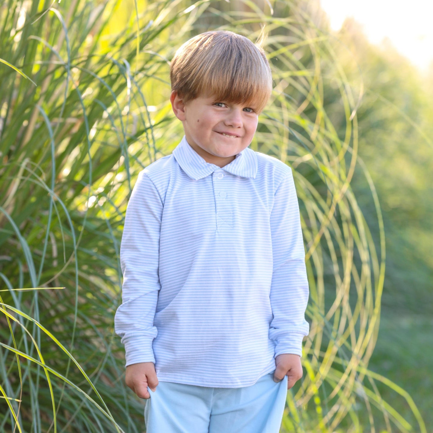 Jackson Polo- Light Blue Stripe