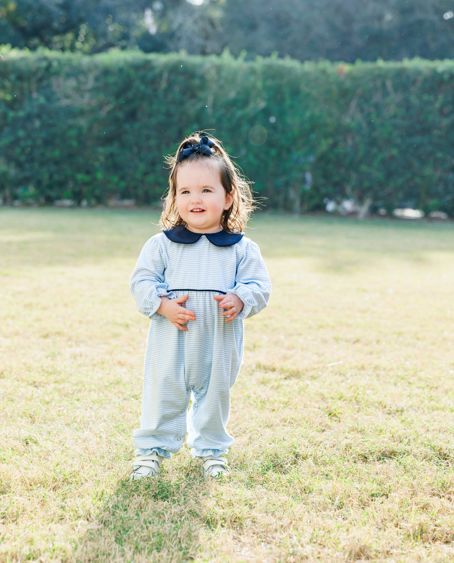 Katherine Romper- Light Blue/Navy