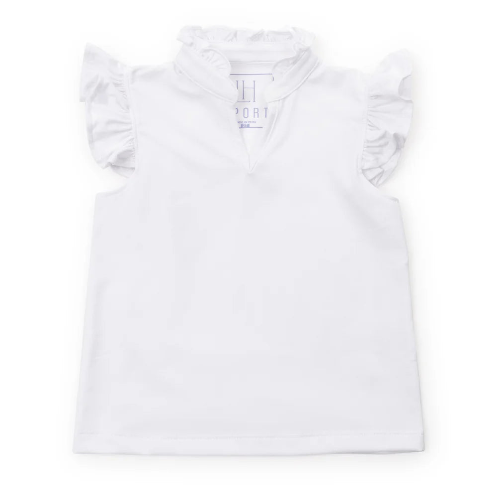 Ellie Sleeveless Ruffled Top- White