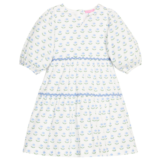 Madaket Dress- Blue Tulip Block Print