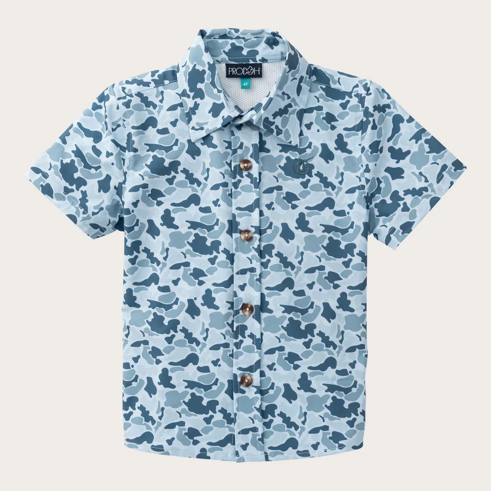 Boys SS Button Down Cool Blues Break Point Camo
