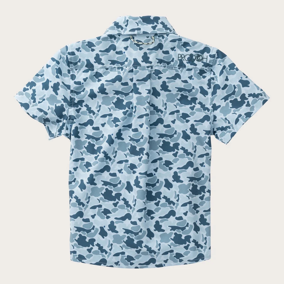 Boys SS Button Down Cool Blues Break Point Camo