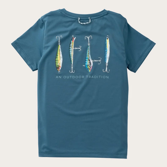 Boys Pro Performance SS Tapestry Blue/Fishing Lures