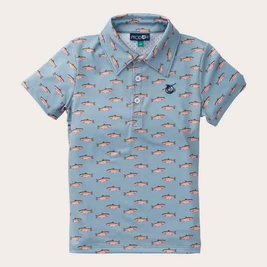 Boys SS Pro Performance Polo Rainbow Trout