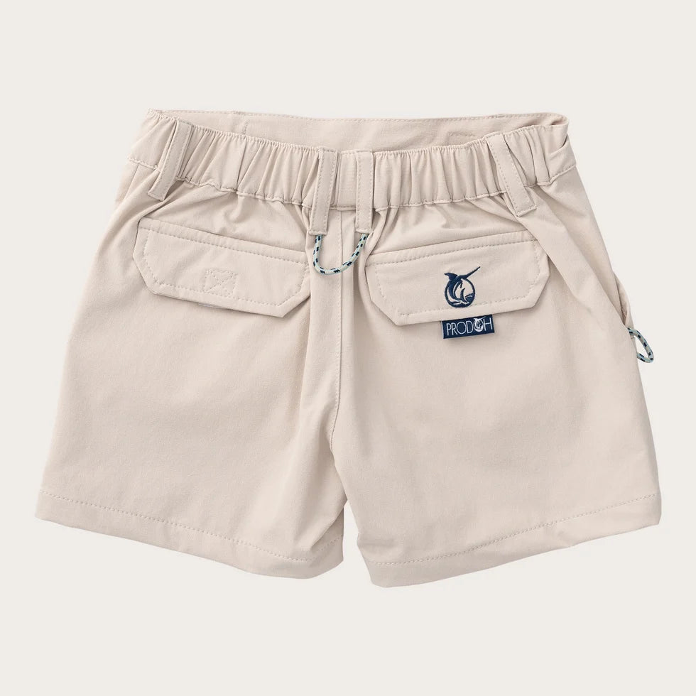 Boys Inshore Performance Fishing Short Feather Gray Khaki