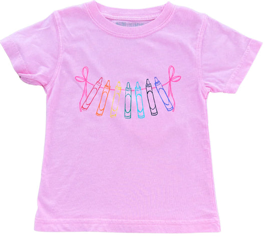 SS Pink Crayons with Bows T-Shirt