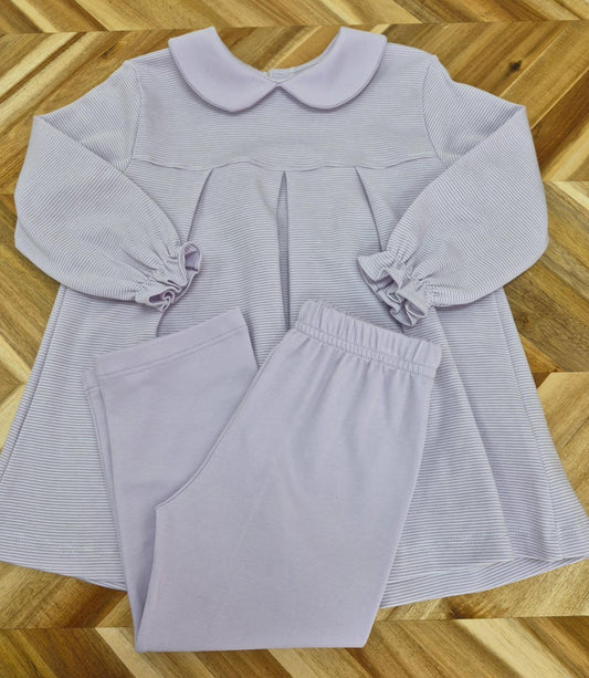 Tunic Legging Set- Lavender/White Stripe
