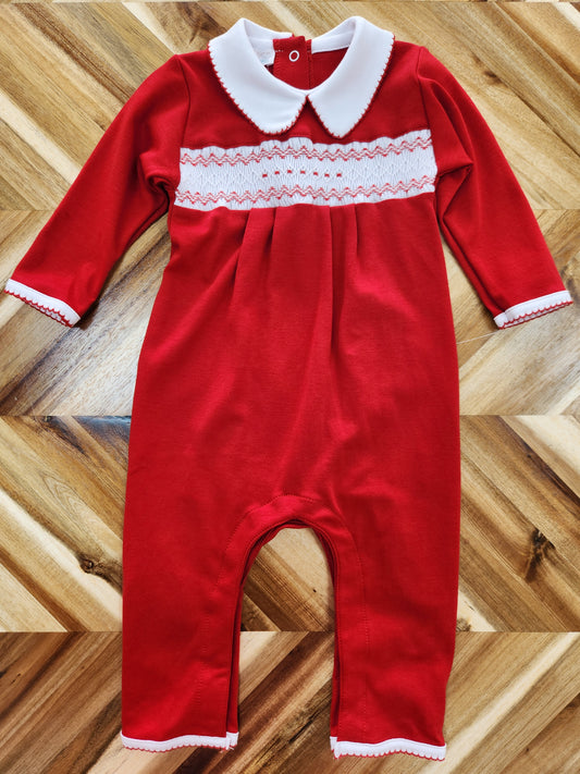Chris and Eve's Classics Smocked Playsuit- Red