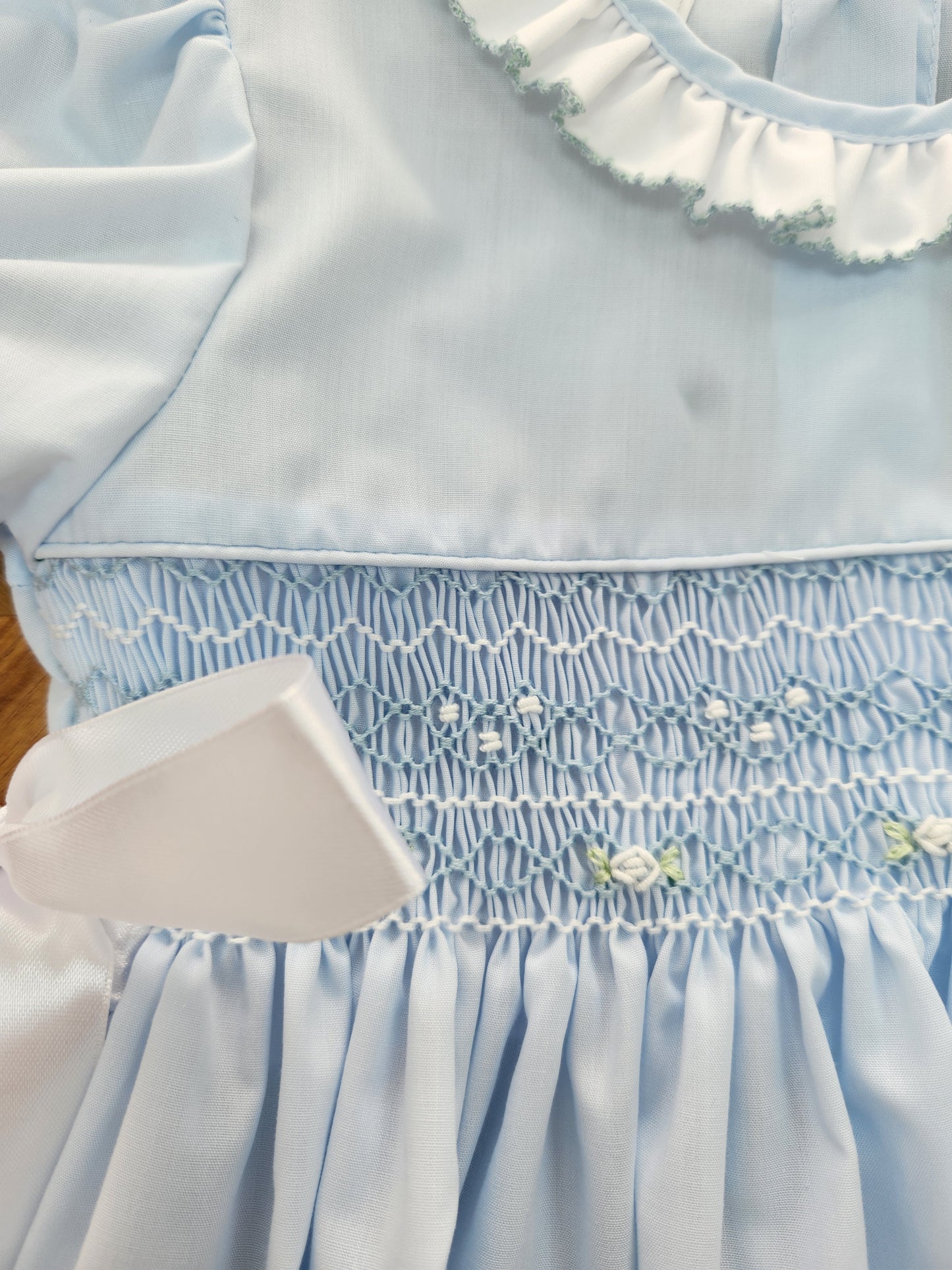 Rose Dress- Blue Smocking